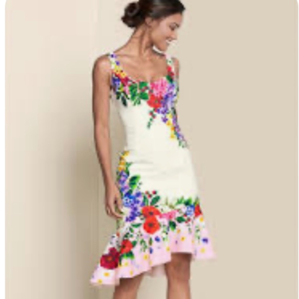 Venus Floral Print Dress with ruffled hem